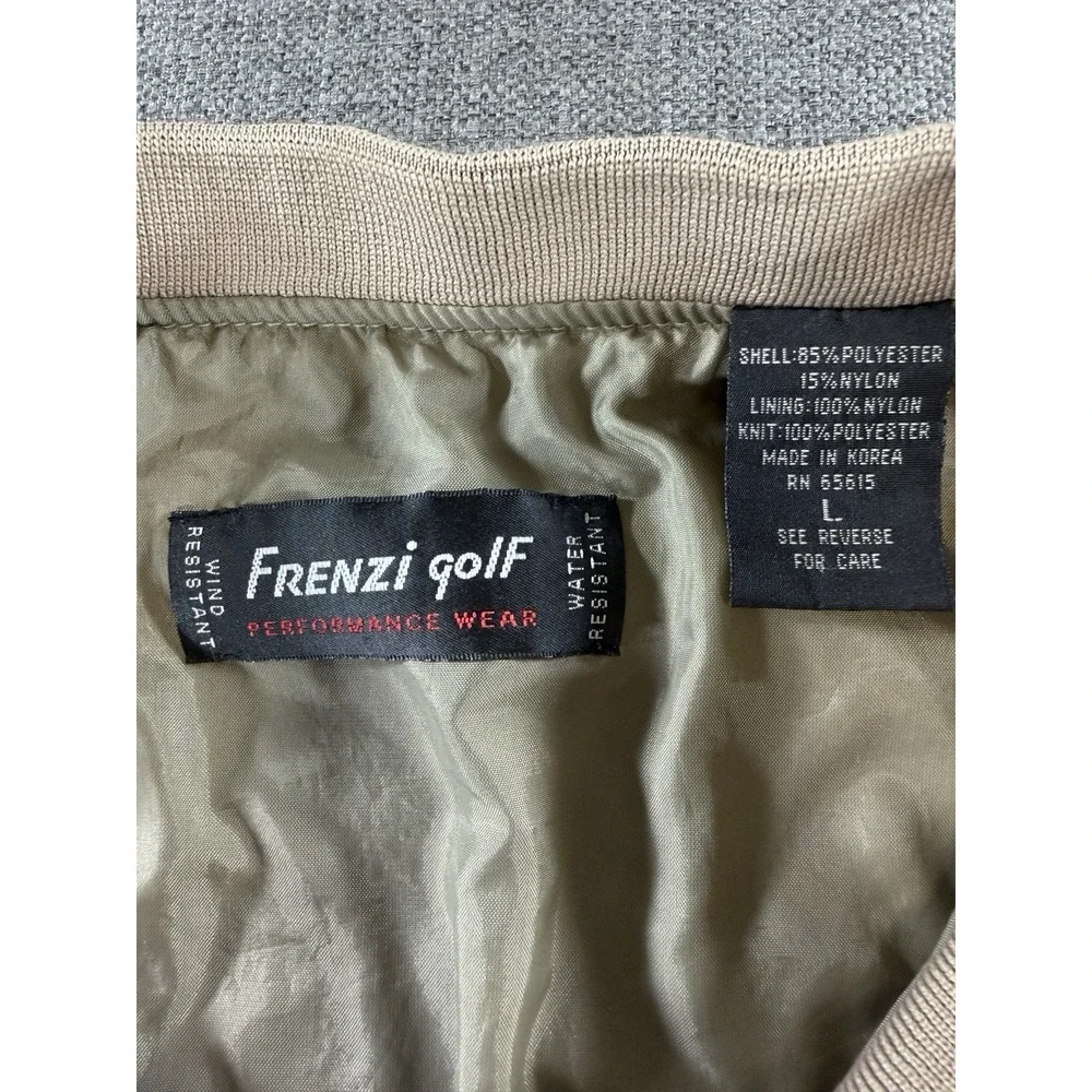 Frenzi Golf Windbreaker Pullover Jacket Mens Large Beige V-Neck Lightweight Golf